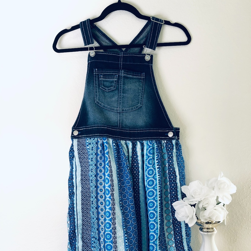 Denim & Patterned Overall Dress